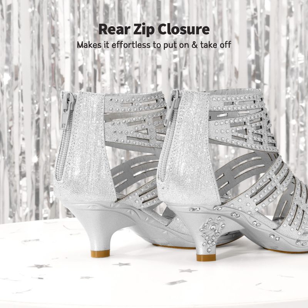 Girls Rhinestones Sandals - SILVER - 2